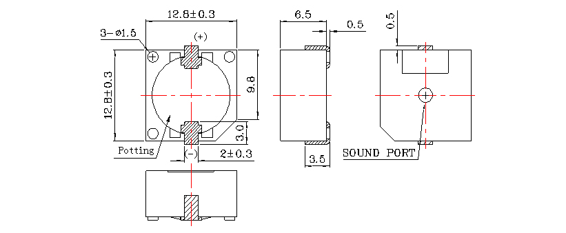 貼片蜂鳴器SMD-128065F